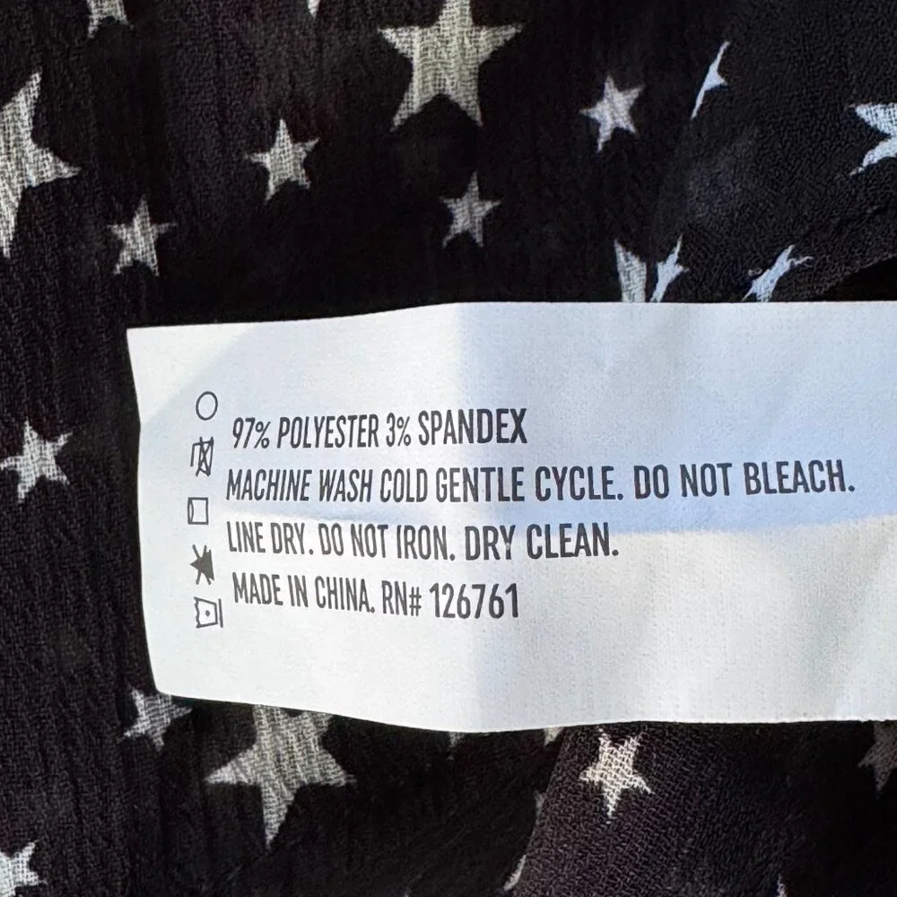 Love for Humanity Couture Button Down Shirt sz Small Stars Black w/ White Stars - Picture 8 of 10
